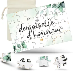 Threan Bridesmaid Gift Set Wooden Bridesmaid Puzzles Puzzles for the Announcement of the Bridesmaid Ask the Bridesmaid with Drawstring Canvas Bag