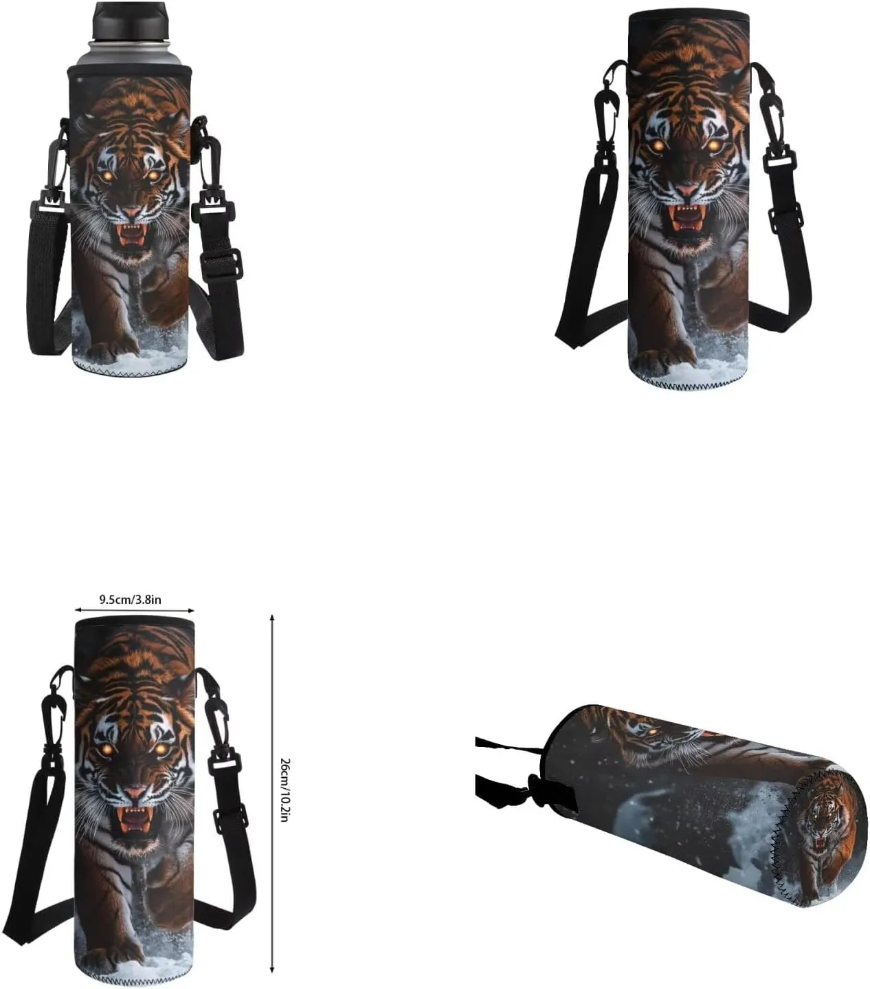 Tiger Elementary School Backpack for Boys with Lunchbox Bottle Pocket and Pencil Case 17" Cool Backpacks for Boys Kids Bookbags Lightweight School Bag for Students Hiking Daypacks