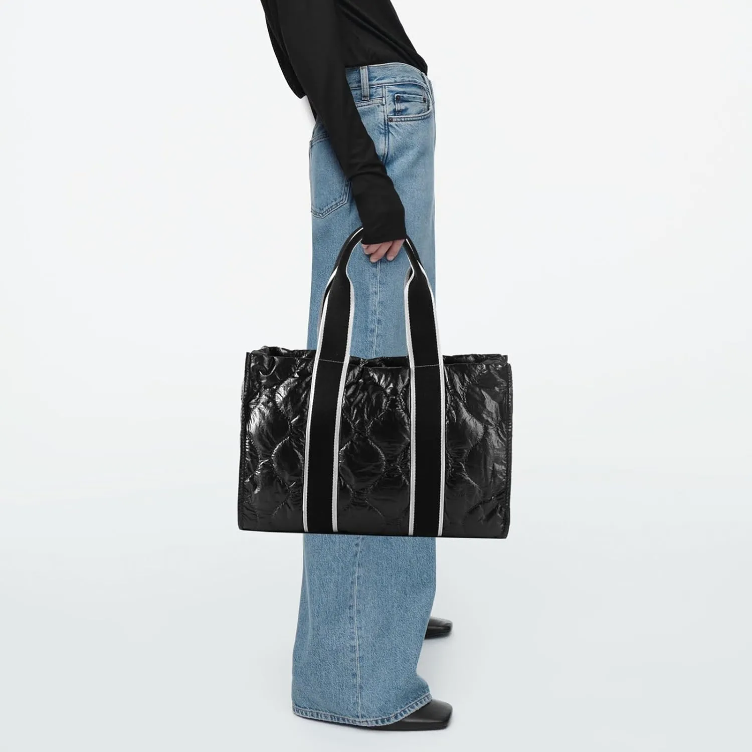 Tote Bag for Women Large Quilted Handbag Detachable Strap Crossbody Bag Down Cushion Shoulder Handbag