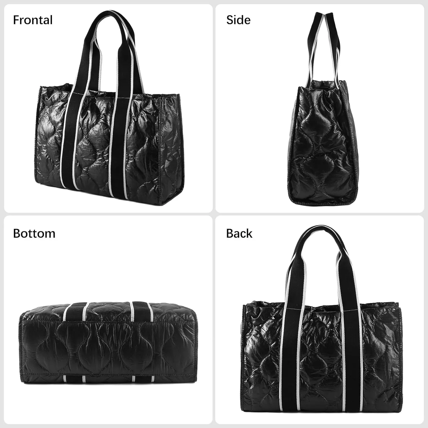 Tote Bag for Women Large Quilted Handbag Detachable Strap Crossbody Bag Down Cushion Shoulder Handbag