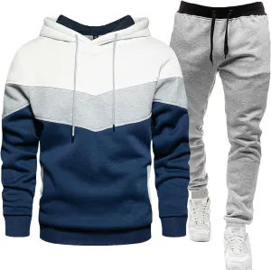 Track Suits for Men Set Three Color Drawstring Long Sleeve Hoodie Sportwear Casual Spring Fall Jogger Workout 2 Piece