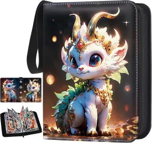 Trading Card Binder 4-Pocket,400 Pockets.Card Holder Album Book Case for TCG.with 50 Removable Sleeves.for Collectors Boys Girls Toys Gift(black)