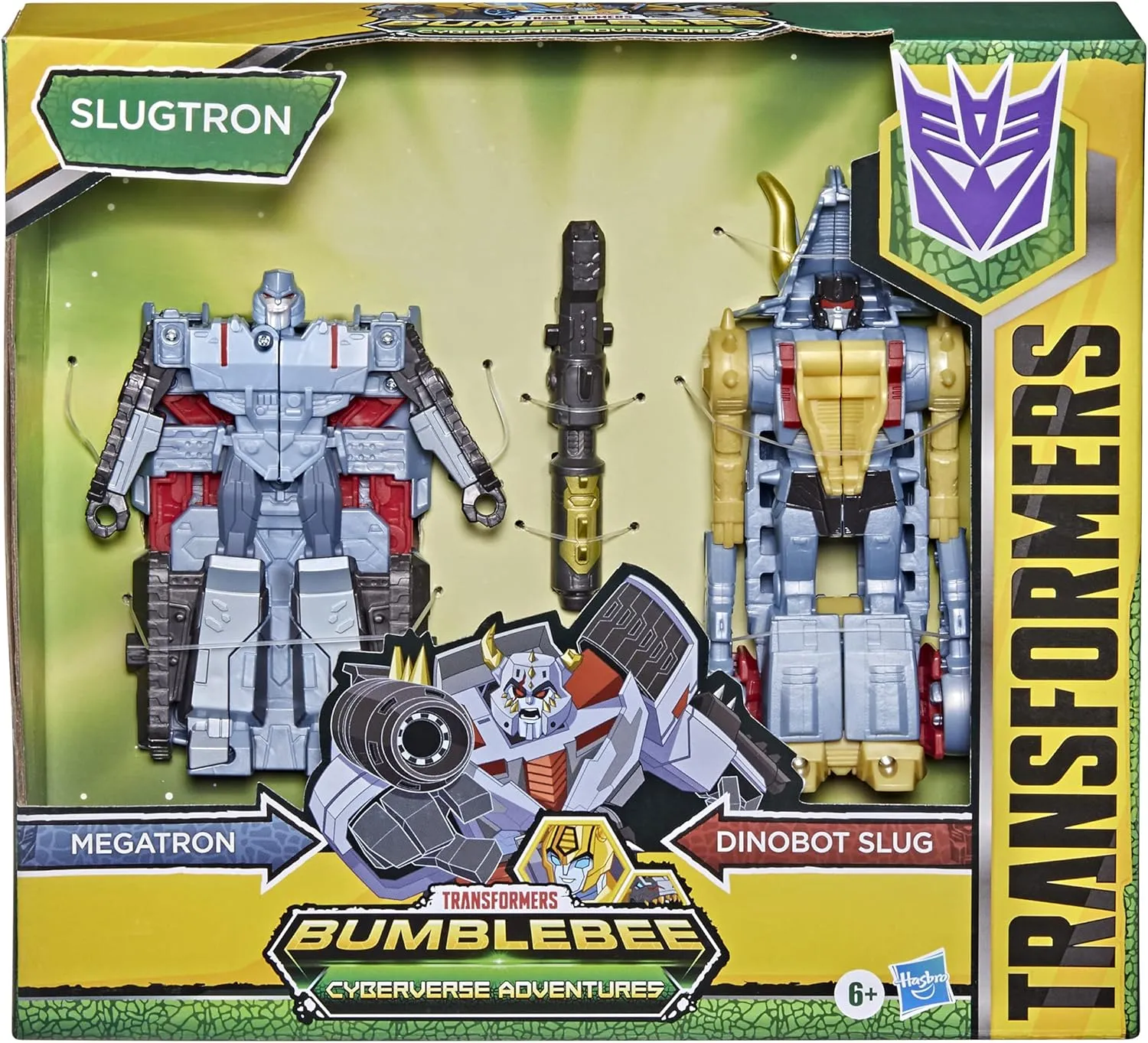 Transformers Bumblebee Cyberverse Adventures Dinobots Unite Toys Dino Combiners Slugtron 2-Pack Action Figures, Ages 6 and Up, 4.5-inch