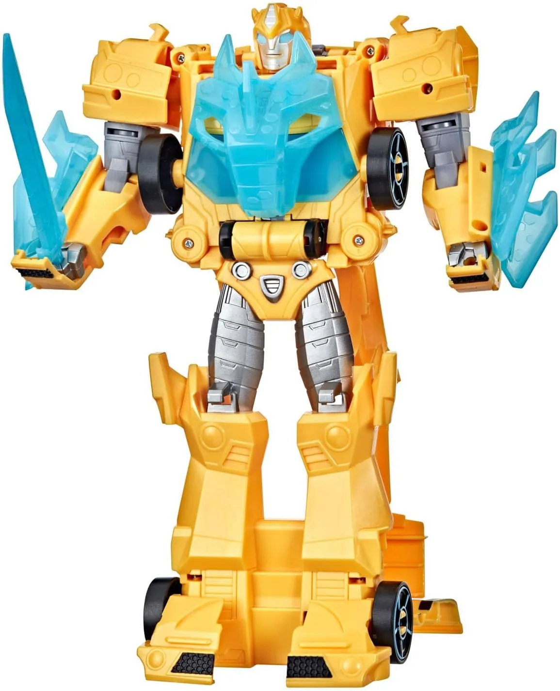 Transformers Toys Bumblebee Cyberverse Adventures Dinobots Unite Roll N’ Change Bumblebee Push-to-Convert Action Figure, 6 and Up, 10-inch, Yellow