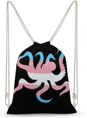 Transgender Octopuses Tentacles Unisex Backpack Casual Daypacks Canvas Bag for Camping Hiking Travel 30x40cm