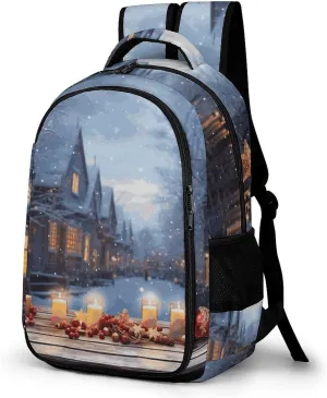 Travel Backpack for Men Women Casual Daypack Christmas Atmosphere Laptop Backpack Computer Bag Lightweight Shoulder Bag