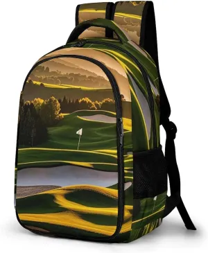 Travel Backpack for Men Women Casual Daypack Golf Vacation Park Trees Sunset Hills And Valley Laptop Backpack Computer Bag Lightweight Shoulder Bag
