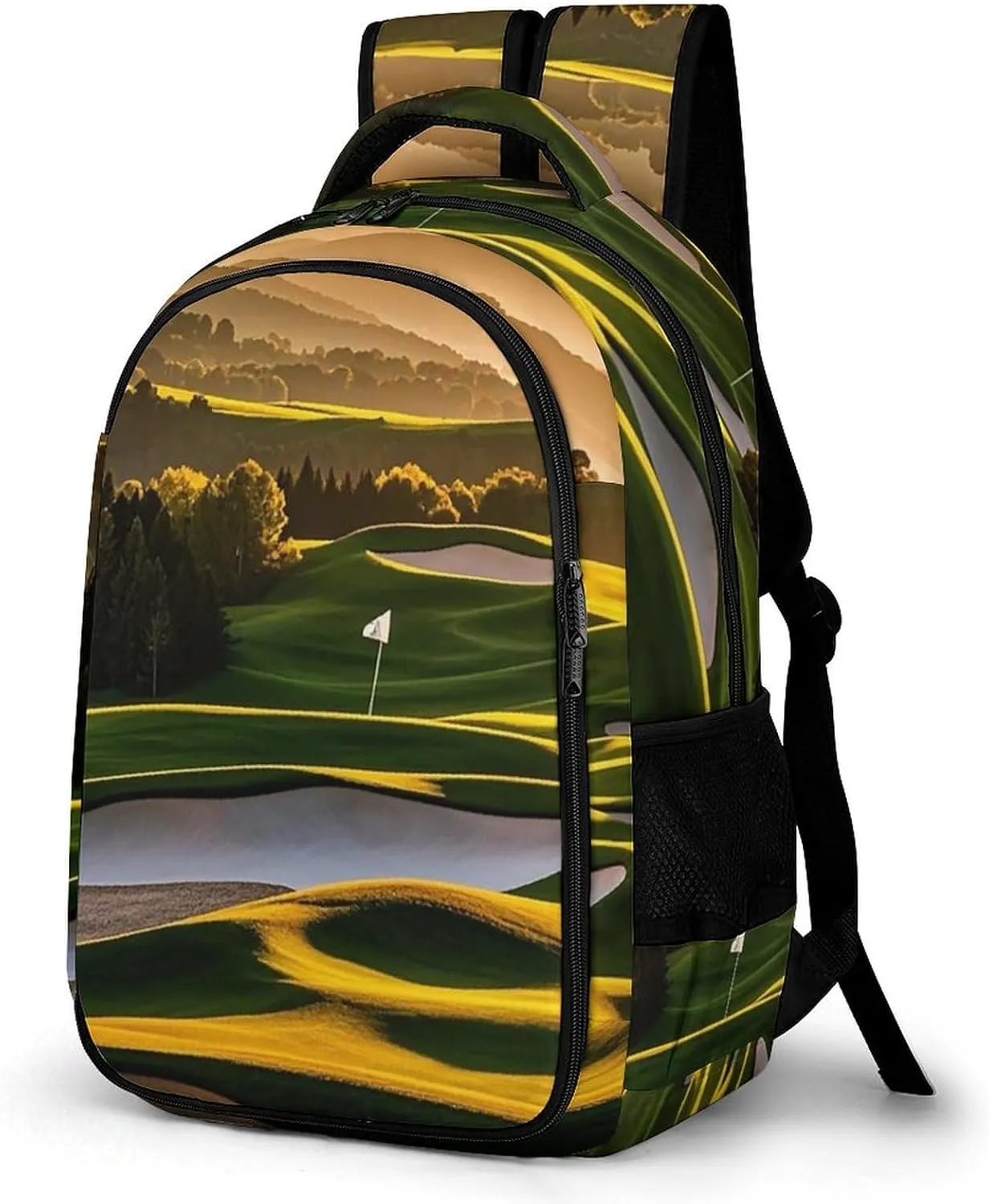 Travel Backpack for Men Women Casual Daypack Golf Vacation Park Trees Sunset Hills And Valley Laptop Backpack Computer Bag Lightweight Shoulder Bag