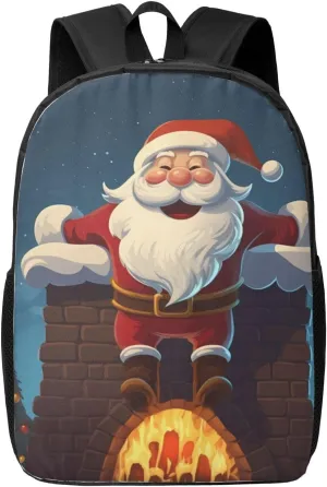 Travel Backpack Lightweight Carry On Shoulder Backpacks Waterproof Casual Daypacks Santa Into The Chimney Laptop Bag For Women Men