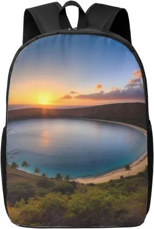 Travel Backpack Lightweight Carry On Shoulder Backpacks Waterproof Casual Daypacks Sunrise Over Hanauma Bay Oahu Hawaii Laptop Bag For Women Men