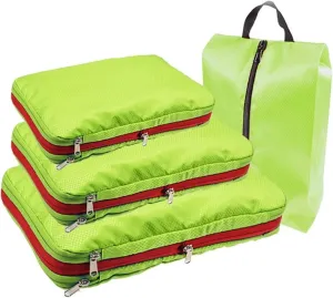 Travel Compression Packing Box with Shoe Bag Portable Folding Organizer Best travel must haves(Green)