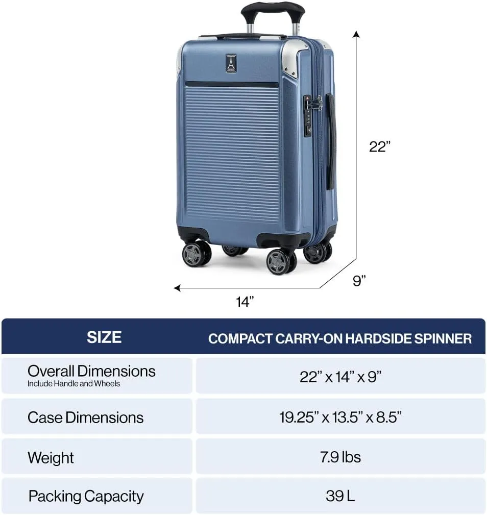 Travelpro Platinum Elite Hardside Expandable Carry on Luggage, 8 Wheel Spinner, TSA Lock, Hard Shell Polycarbonate Suitcase, True Navy Blue, Carry on 21-Inch