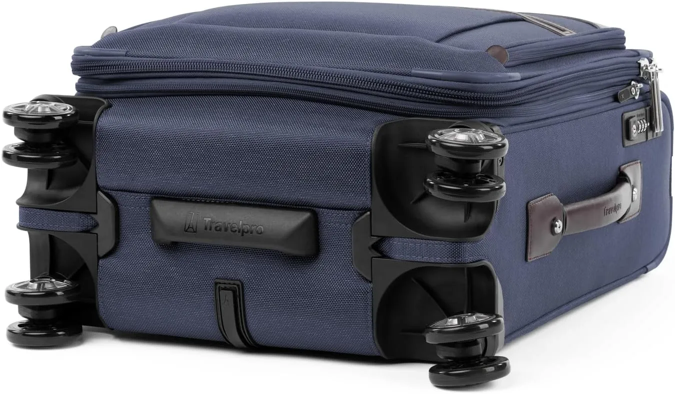Travelpro Platinum Elite Softside Expandable Carry on Luggage, 8 Wheel Spinner Suitcase, USB Port, Men and Women, International, True Navy, Carry On 19-Inch