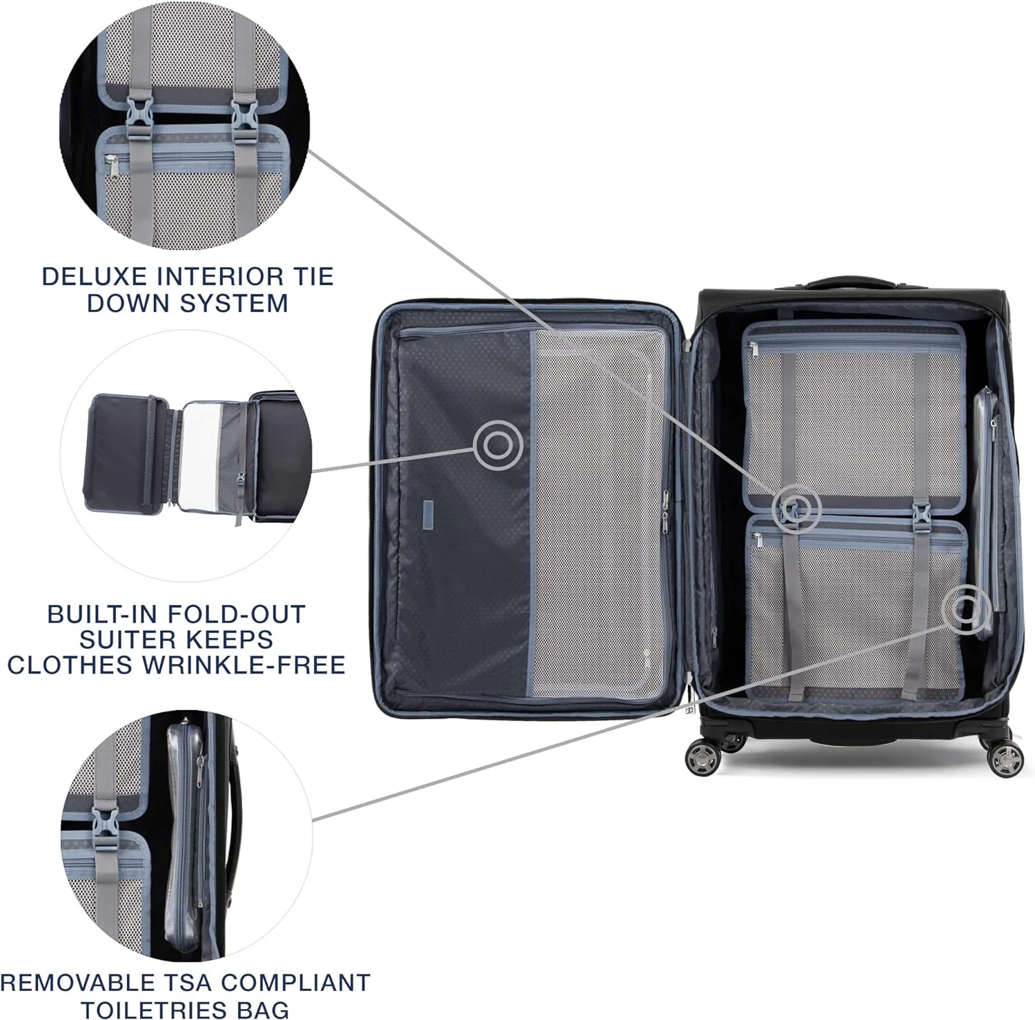 Travelpro Platinum Elite Softside Expandable Checked Luggage, 8 Wheel Spinner Large Suitcase, TSA Lock, Men and Women, Shadow Black, Checked Large 29-Inch