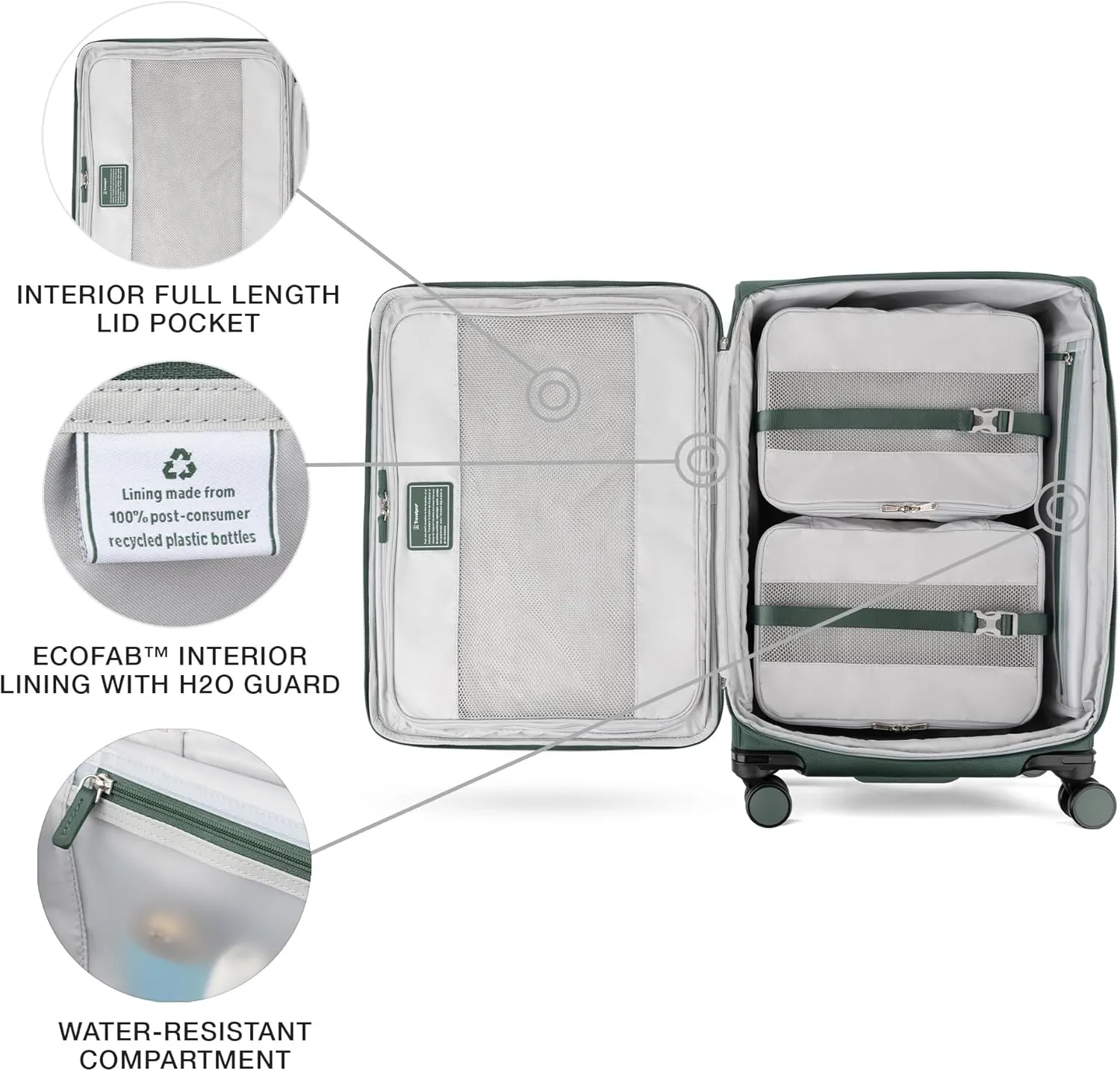 Travelpro VersaPack  Lightweight Softside Expandable Checked Luggage, 8 Spinner Suitcase, TSA Lock, Men and Women, Checked Medium 25-Inch, Desert Sage Green