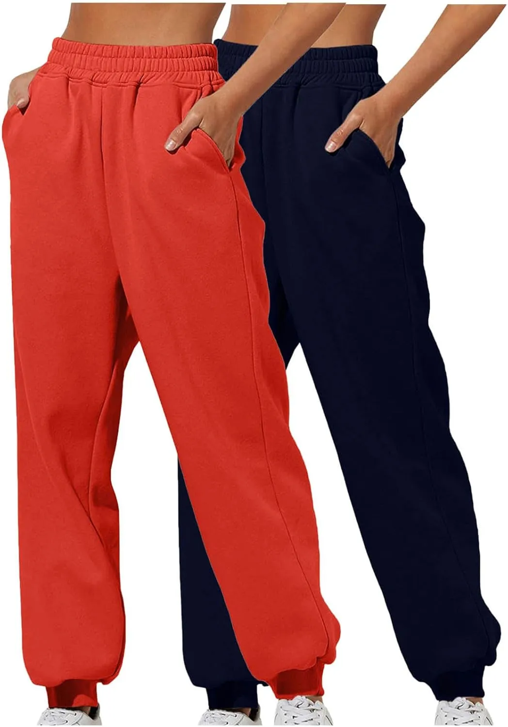Two Pieces Sweat Pants for Womens Straight Legs Winter Sweatpants with Pockets Casual Joggers Pants Fall Outfits 2024