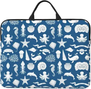 Underwater Marine Life 14in Laptop Case Sleeve Bag – Shoulder Messenger Briefcase Carrying Handle and Accessory Pocket