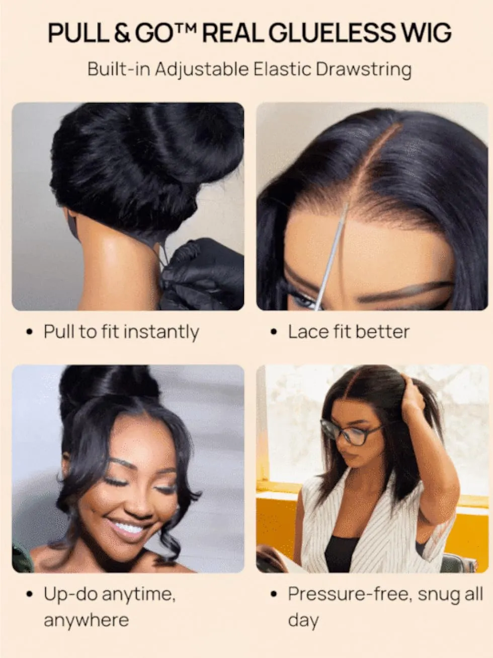 UNICE Bye Bye Knots Light Yaki Straight Glueless Wig Human Hair with Drawstring 7x5 Pre Cut HD Lace Front Wigs Pre Plucked Bleached Knots Pre Everything Put on and Go Wig Natural Hairline 16 inch