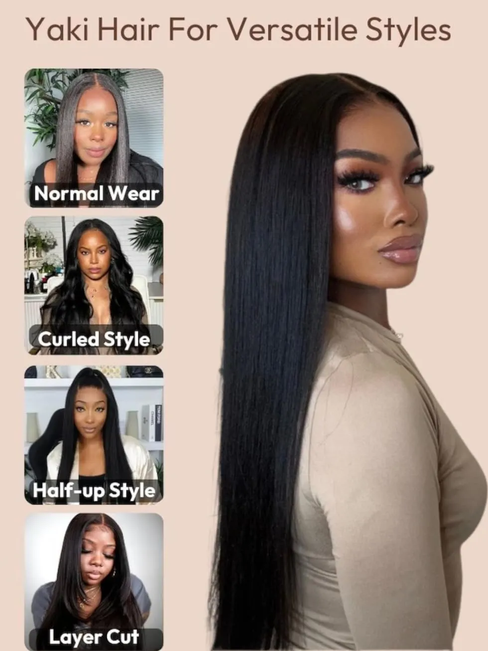 UNICE Bye Bye Knots Light Yaki Straight Glueless Wig Human Hair with Drawstring 7x5 Pre Cut HD Lace Front Wigs Pre Plucked Bleached Knots Pre Everything Put on and Go Wig Natural Hairline 16 inch