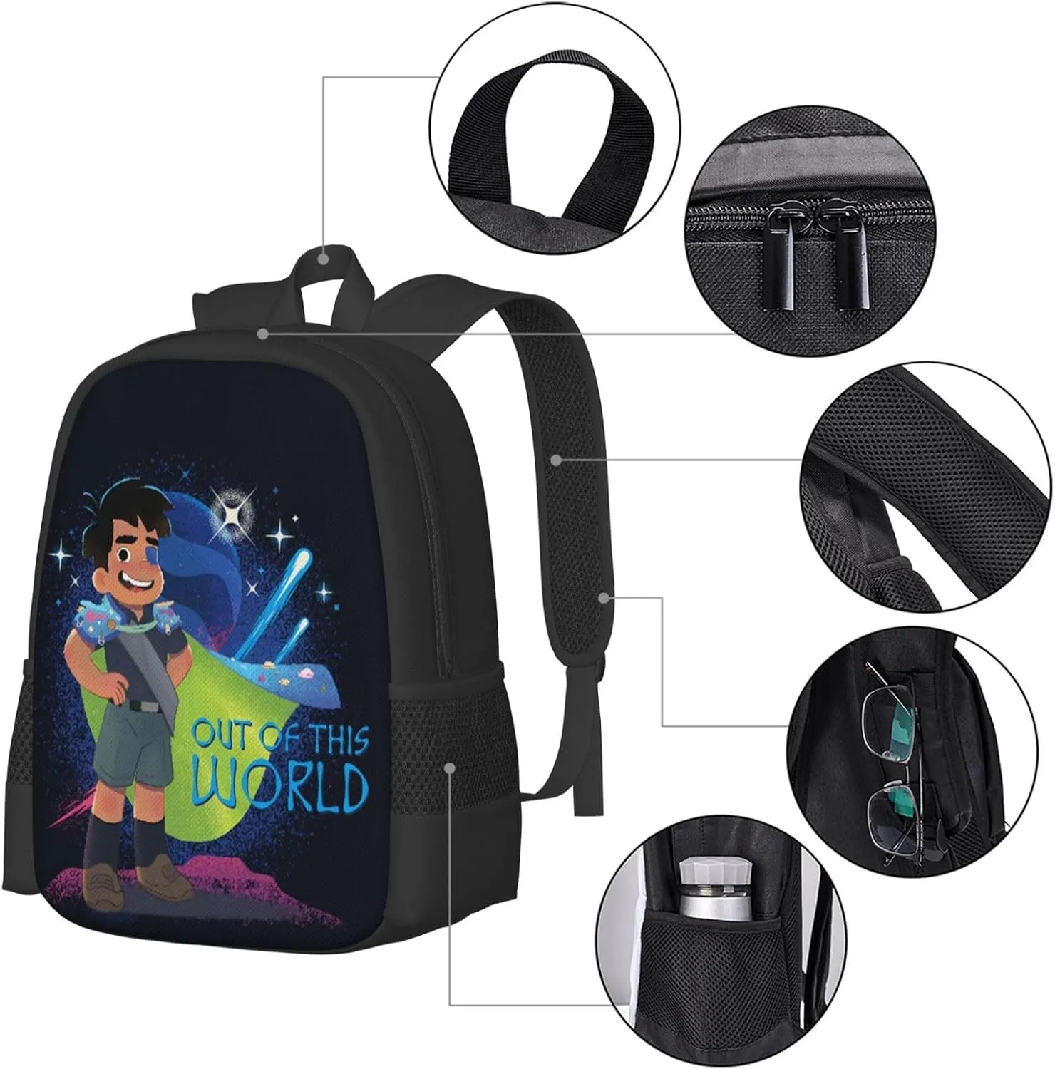 Unisex Novel OUT Elio OF THIS WORLD Backpacks Casual Lightweight Laptop backpack Fashion Primary Daypacks Bookbag For Daily travel, work, outings, Hiking