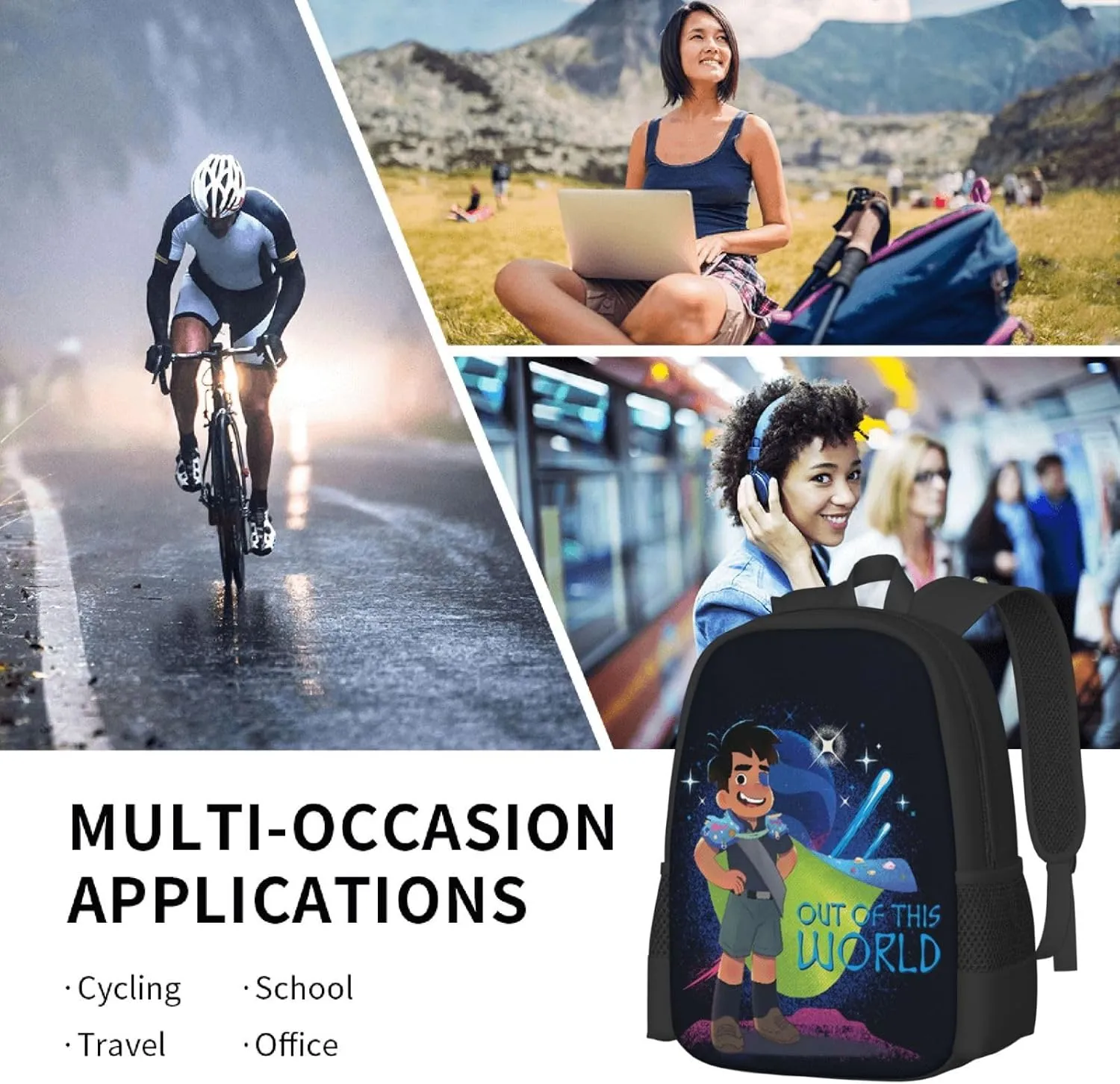 Unisex Novel OUT Elio OF THIS WORLD Backpacks Casual Lightweight Laptop backpack Fashion Primary Daypacks Bookbag For Daily travel, work, outings, Hiking