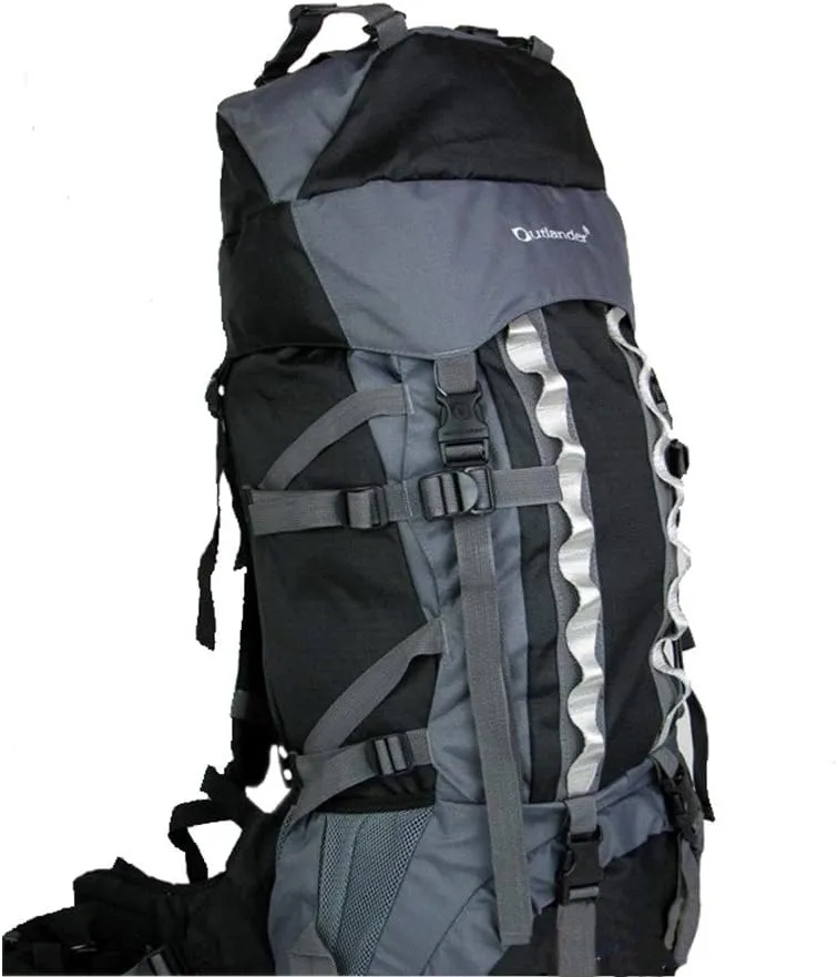 UNISTRENGH 80L Internal Frame Backpacks Outdoor Nylon Hiking Backpack Water-resistant Trekking Bag with Rain Cover for Camping Mountaineering Traveling (Black)