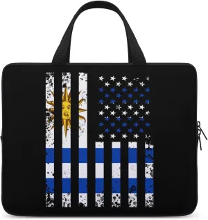 Uruguay American Flag Fusion Laptop Bag Laptop Case Computer Messenger Bag with Adjustable Shoulder Strap
