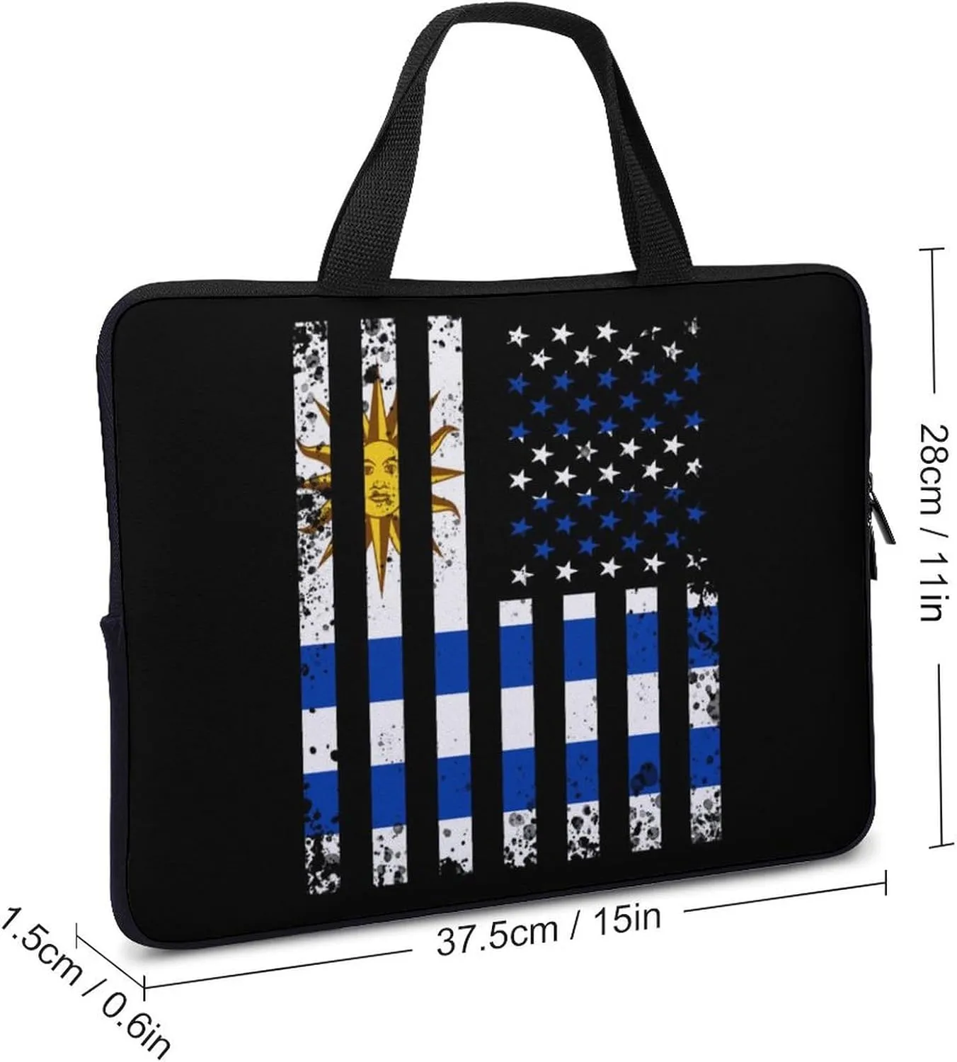 Uruguay American Flag Fusion Laptop Bag Laptop Case Computer Messenger Bag with Adjustable Shoulder Strap