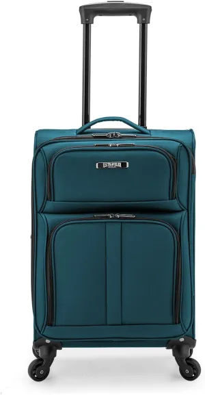 U.S. Traveler Anzio Softside Expandable Spinner Luggage, Teal, Carry-on 22-Inch
