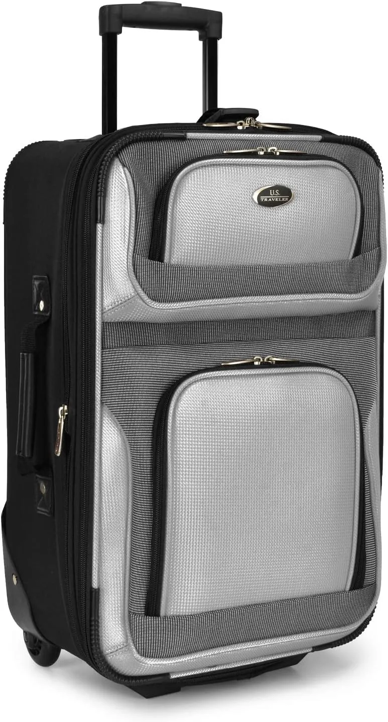 U.S. Traveler New Yorker Lightweight Softside Expandable Travel Rolling Luggage, Grey, 4-Piece Set (15/21/25/29)