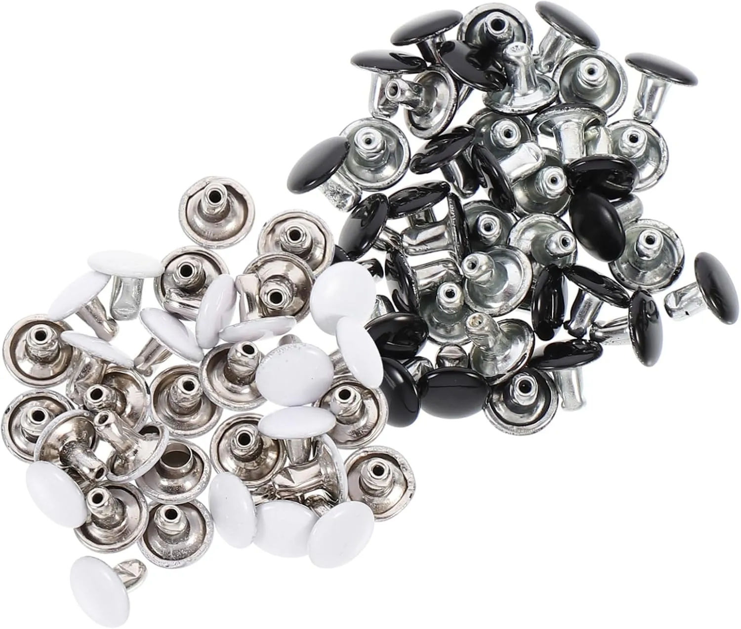 UTHCLO 100 Sets Double-Sided Rivets for Leather Crafts Repair Leather Craft Rivet Set Black White for Bag Belt Sandal Decorations