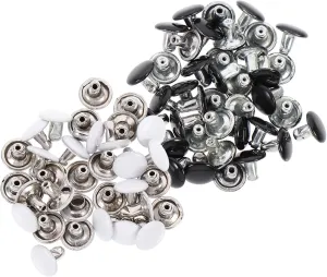 UTHCLO 100 Sets Double-Sided Rivets for Leather Crafts Repair Leather Craft Rivet Set Black White for Bag Belt Sandal Decorations