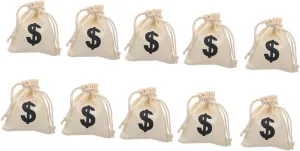 UTHCLO 10Pcs Letter Pattern Drawstring present Pouch Canvas Bags for Party Favors Birthday and Family Gatherings for Treats and Goodies