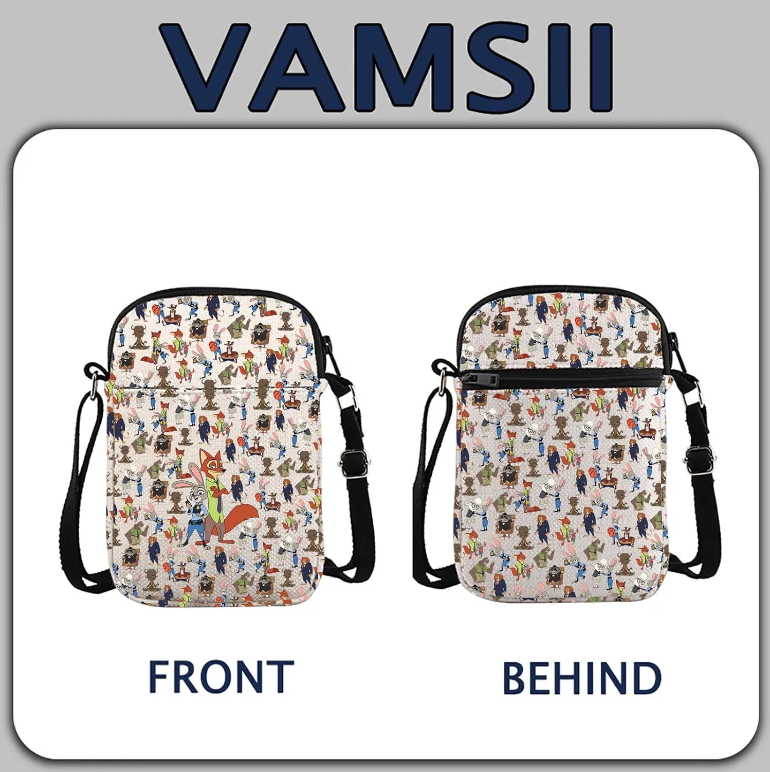 VAMSII Zoon Cartoon Movie Gift Movie Character Fans Gift Judy Hopps Nick Wilde Crossbody Bag