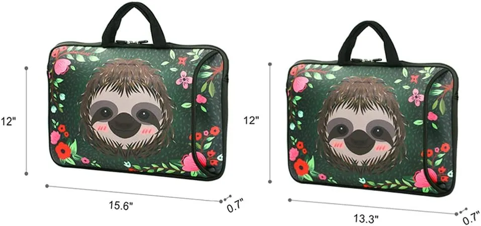 Violet Mist 14 Inch Laptop Shoulder Bag Laptop Sleeve 15 15.6 Inch Cute Sloth Pattern Laptop Carrying Case Notebook Shoulder Bag Pouch Neoprene Protective Tablet Computer Sleeve Handle, Sloth