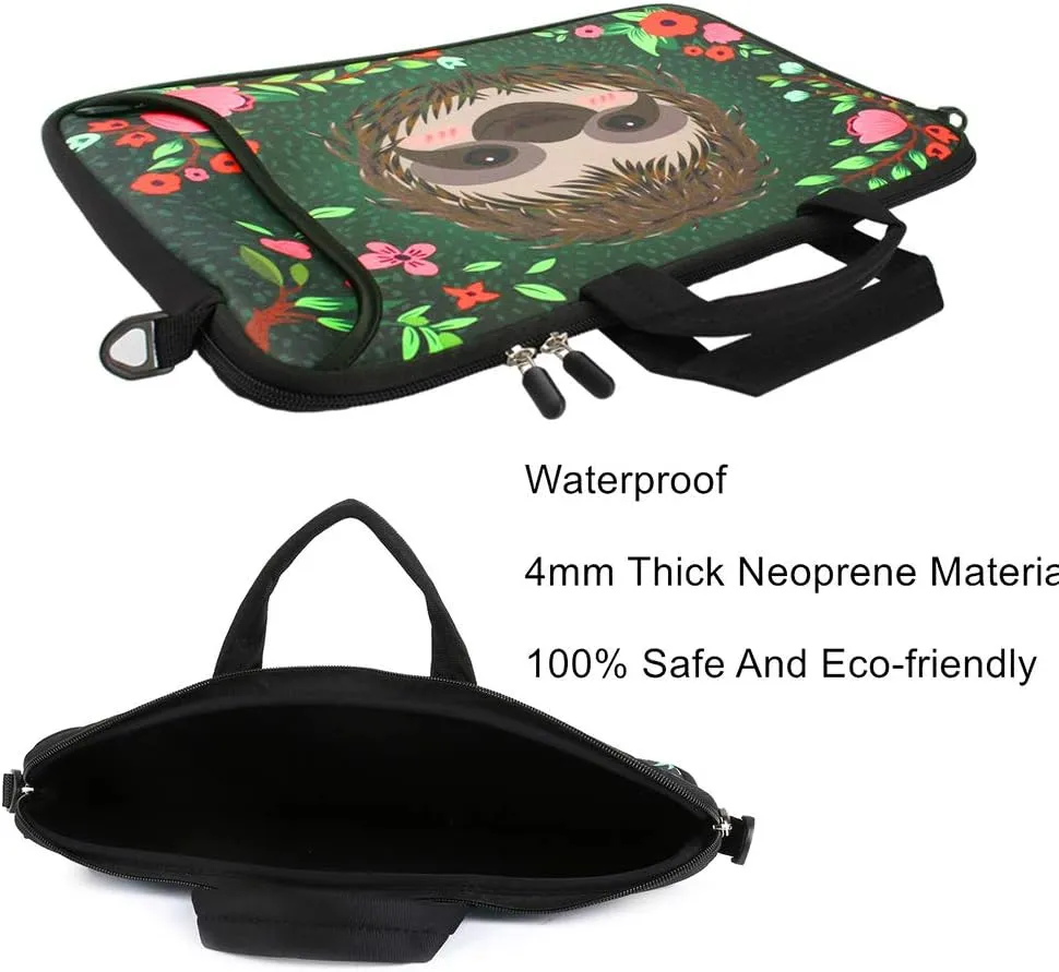 Violet Mist 14 Inch Laptop Shoulder Bag Laptop Sleeve 15 15.6 Inch Cute Sloth Pattern Laptop Carrying Case Notebook Shoulder Bag Pouch Neoprene Protective Tablet Computer Sleeve Handle, Sloth