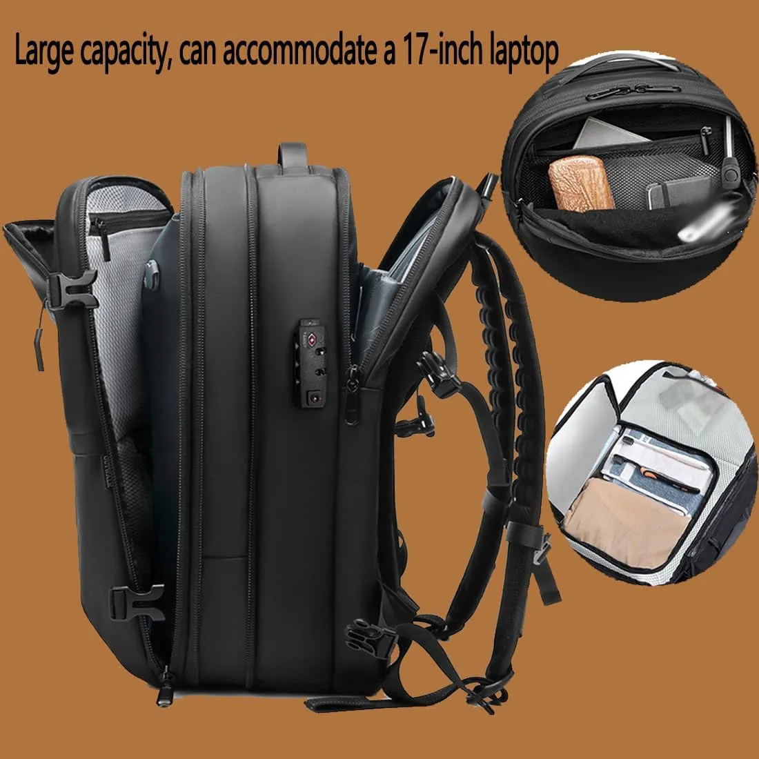 Voyagevac Vacuum Backpack for Travel, Air Travel Bag 2nd Gen, Anti-Theft and Wear-Resistant, Large Capacity (Dark Gray, No air pump)