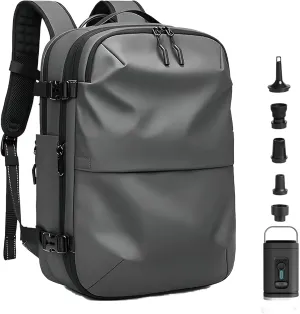 Voyagevac Vacuum Backpack for Travel, Air Travel Bag 2nd Gen, Anti-Theft and Wear-Resistant, Large Capacity (Dark Gray, With air pump)