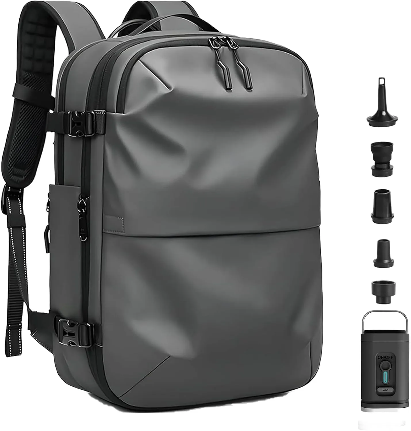Voyagevac Vacuum Backpack for Travel, Air Travel Bag 2nd Gen, Anti-Theft and Wear-Resistant, Large Capacity (Dark Gray, With air pump)