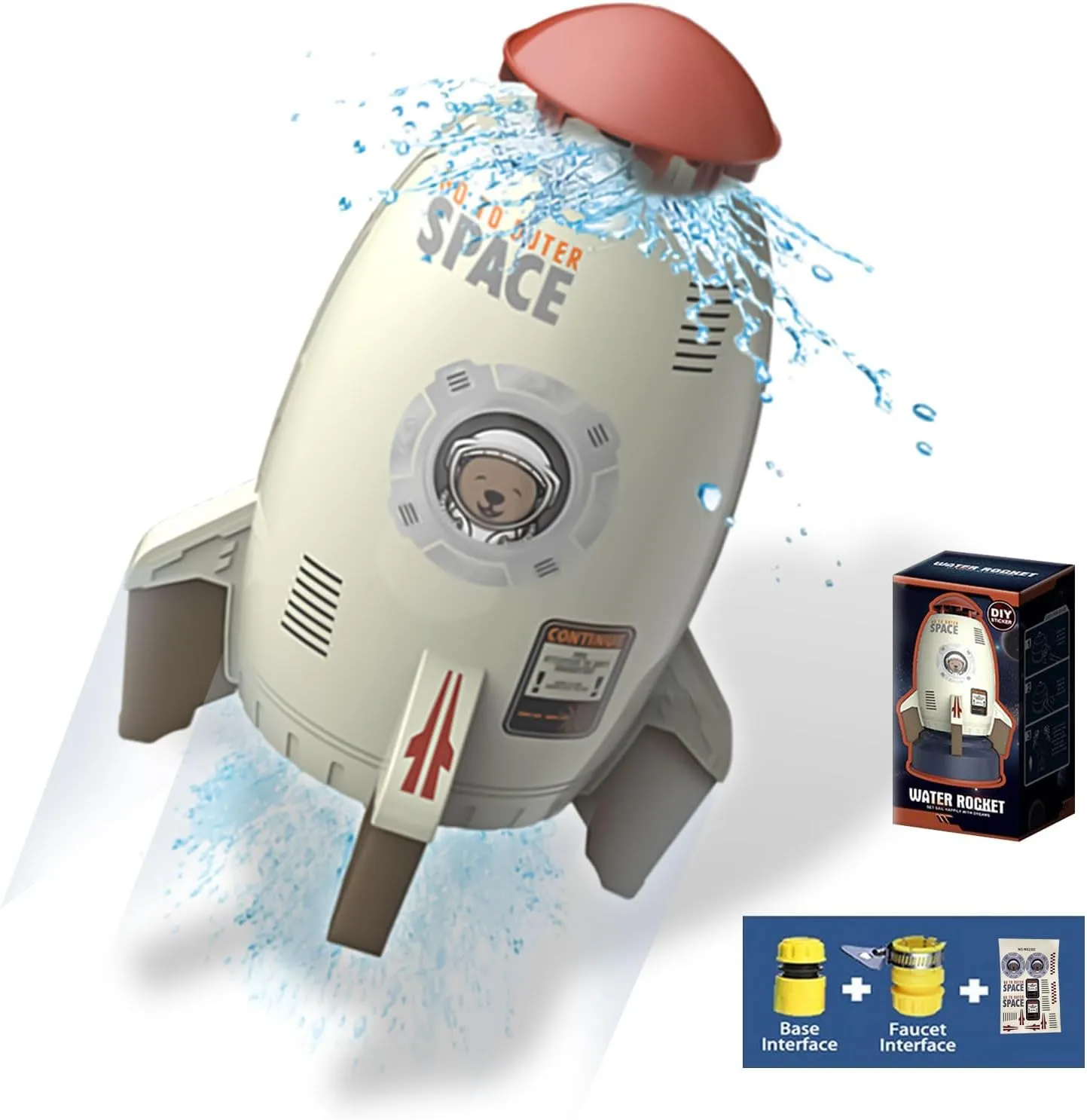 Water Rocket Sprinkler Toy Launcher - Outdoor Splash Sprinklers for Kids Outdoor Yard Sprinkler 360-Degree Rotation Attaches to Garden Hose Splashing Fun Toys for Gift