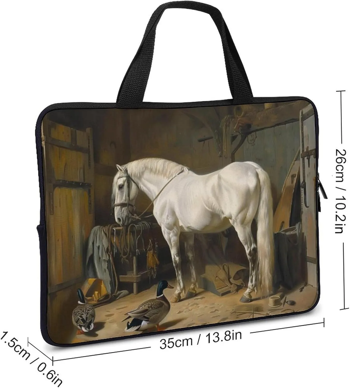 White Horse Eurasian Teal Laptop Bag Laptop Case Computer Messenger Bag with Adjustable Shoulder Strap