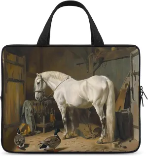 White Horse Eurasian Teal Laptop Bag Laptop Case Computer Messenger Bag with Adjustable Shoulder Strap
