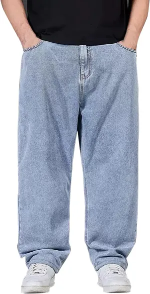 Wide Leg Streetwear Jeans for Men Joggers Loose Baggy Hip Hop Denim Pants Stylish Vintage Baggy Elastic Waist Jeans