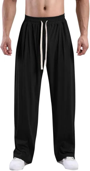Wide Leg Sweatpants Men Loose Fit Straight Leg Jogger Pants Mens Baggy Workout Joggers Plain Casual Track Pants