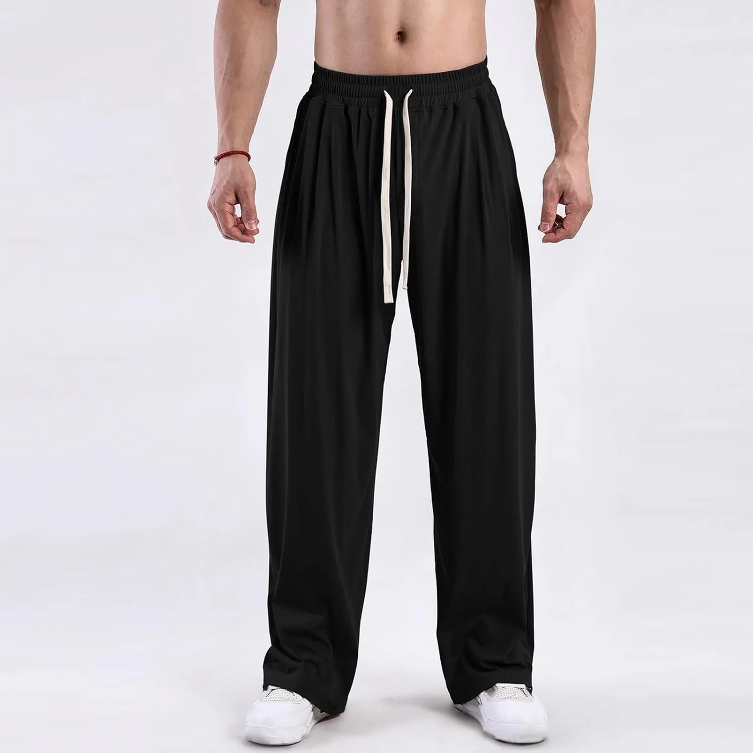 Wide Leg Sweatpants Men Loose Fit Straight Leg Jogger Pants Mens Baggy Workout Joggers Plain Casual Track Pants