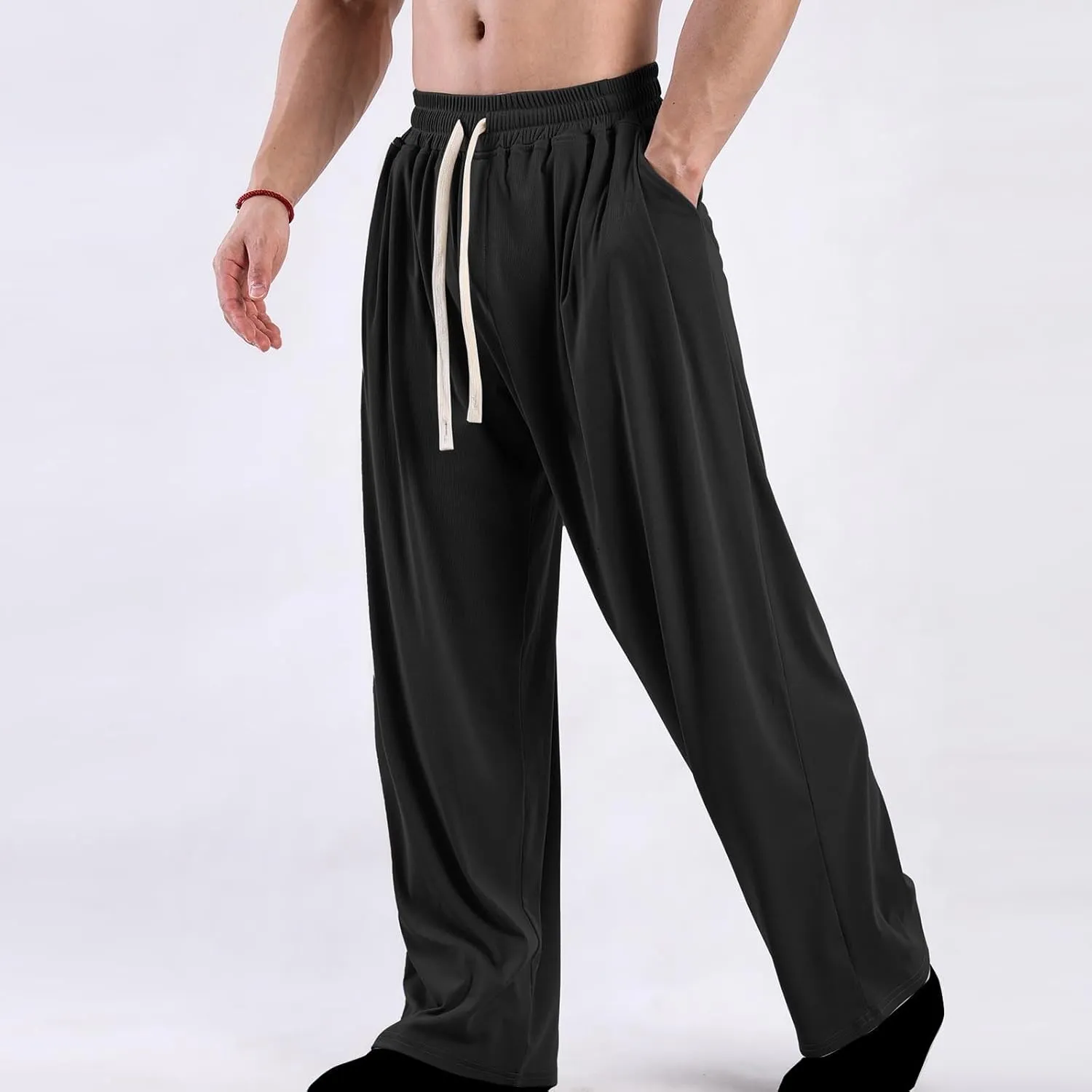Wide Leg Sweatpants Men Loose Fit Straight Leg Jogger Pants Mens Baggy Workout Joggers Plain Casual Track Pants