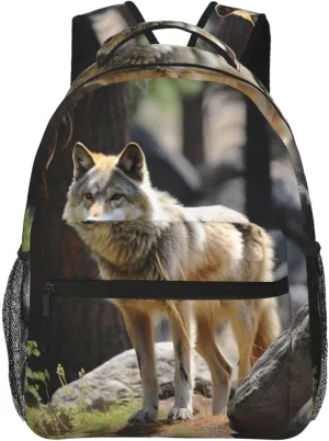 Wildlife Wolf Backpack for Men Women Casual Daypack Laptop Backpack Computer Bag Travel Laptop Bag