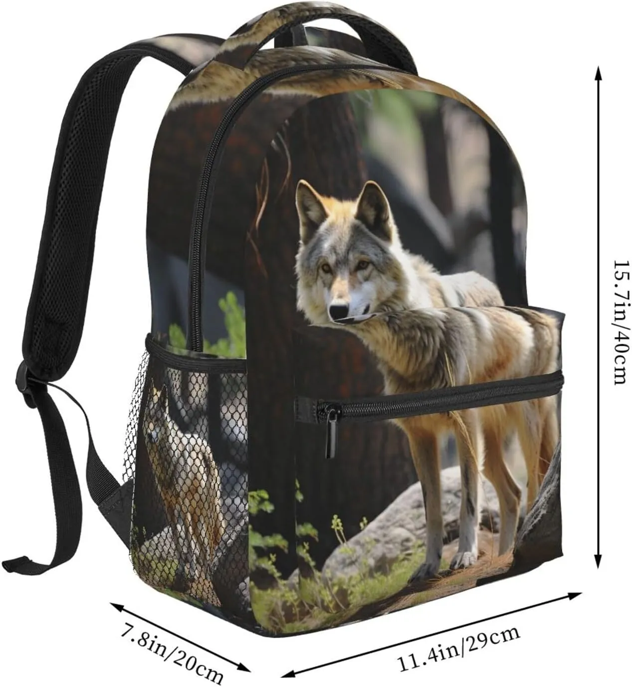 Wildlife Wolf Backpack for Men Women Casual Daypack Laptop Backpack Computer Bag Travel Laptop Bag