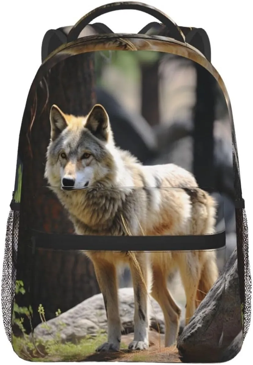 Wildlife Wolf Backpack for Men Women Casual Daypack Laptop Backpack Computer Bag Travel Laptop Bag