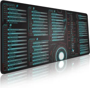 Windows, Office, Excel, Adobe Photoshop Shortcut Keys Extended Large Mouse Pad | Gaming Desk Mat for PC. Stitched Edge Non-Slip Base Mousepad, Keyboard Mat